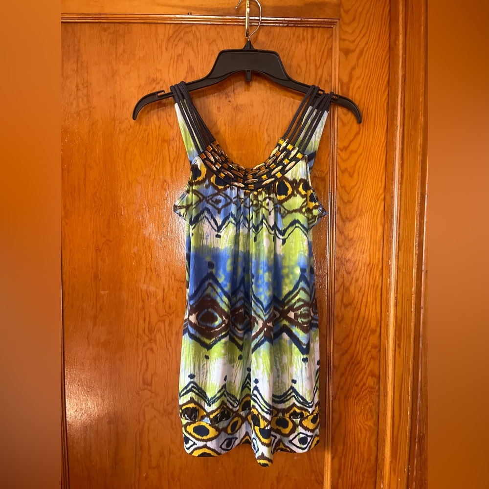 Dusak Design tank top jeweled neckline Size: P/S